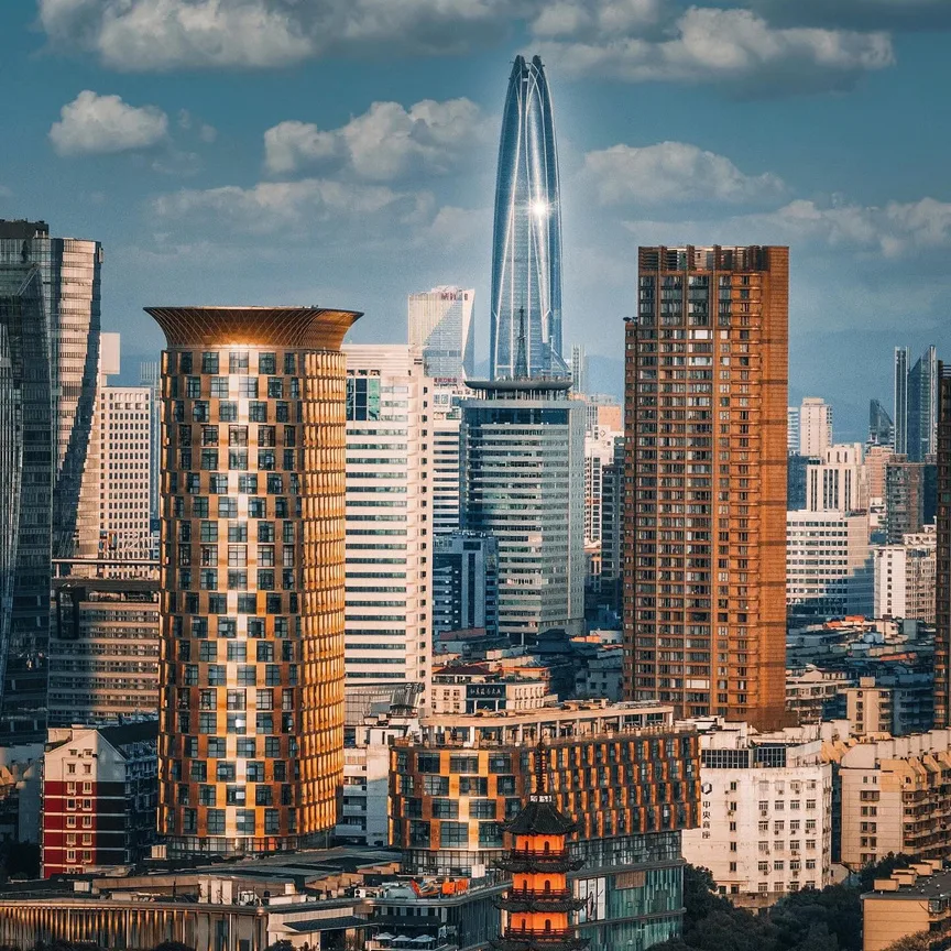 Ningbo skyline with the Ningbo Center tower