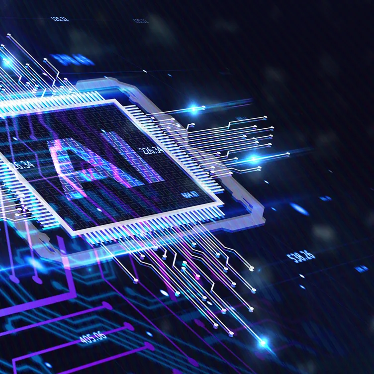 AI chip on a circuit board
